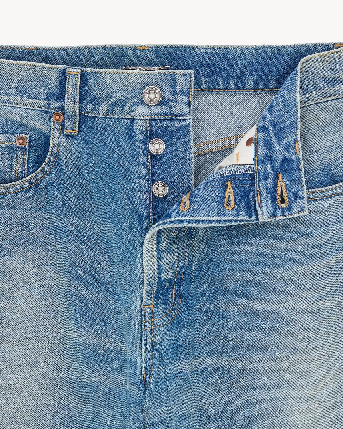 Джинсы MICK прямого кроя из денима цвета индиго ocean SAINT LAURENT, синий — фото 3