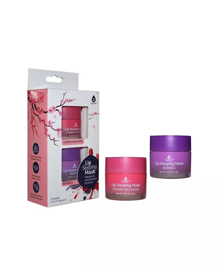 

Ночная маска для губ, 2 упаковки — вишневый цвет и ягоды Pursonic, цвет pink & purple