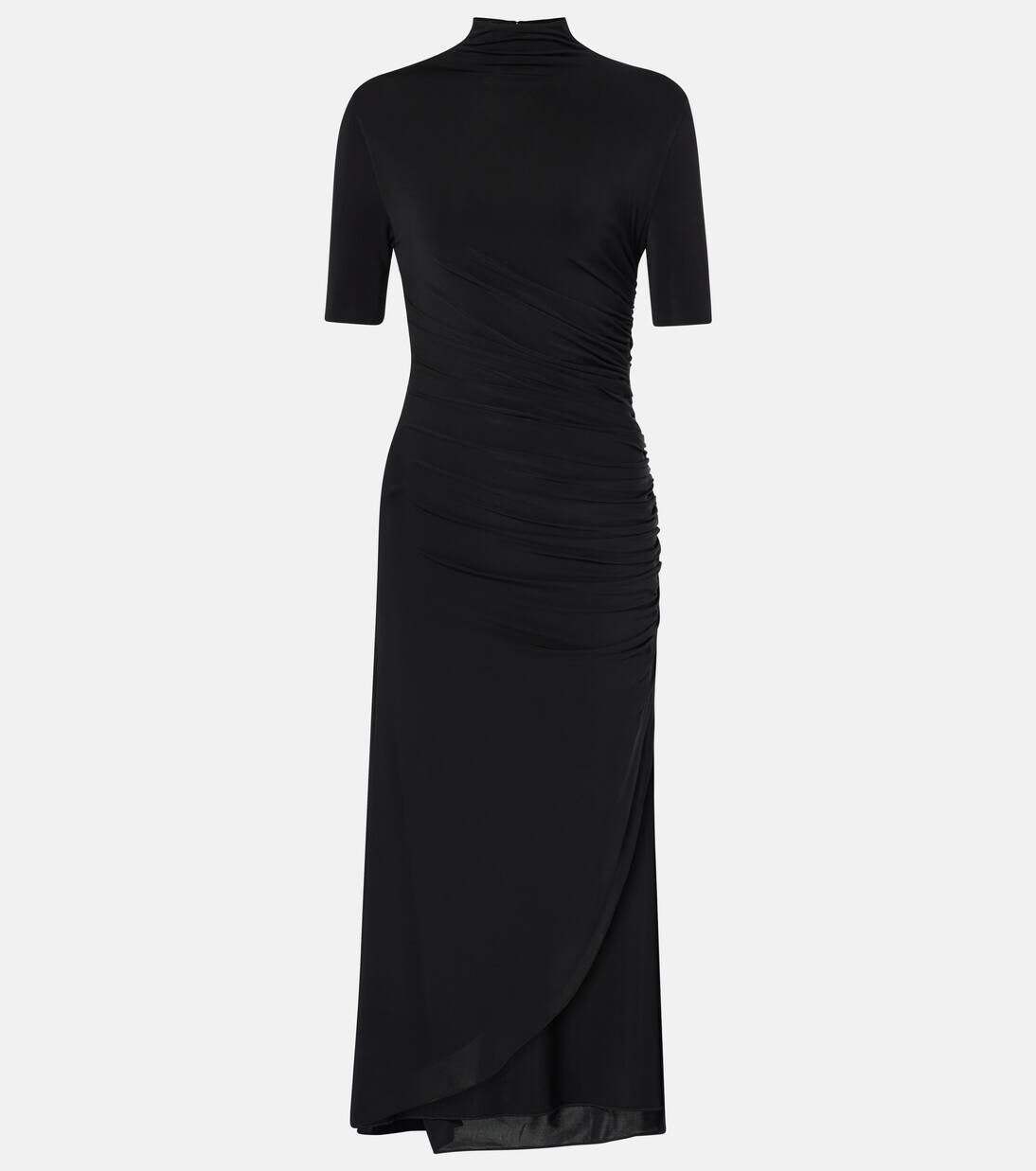 

Платье миди асимметричного кроя с драпировкой Alaïa, цвет noir alaia