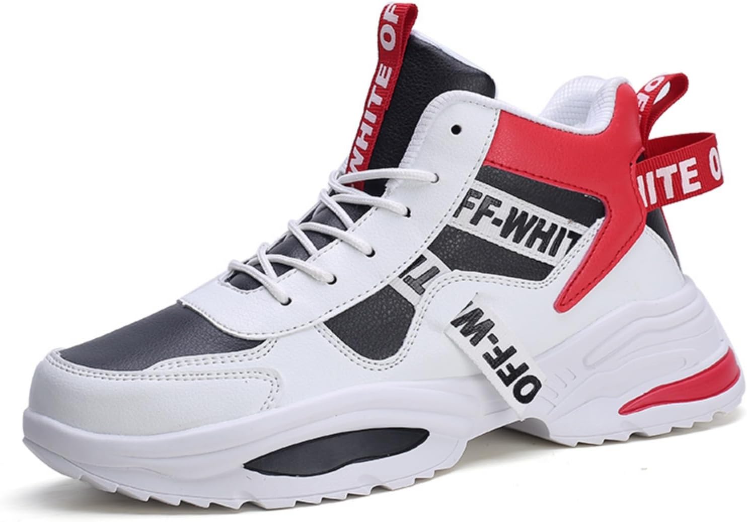 

Мужские высокие кеды, разнообразные стильные модели с шнуровкой и ремнями, удобная повседневная обувь для стритвира и повседневной моды Khwfjas, белый/черный/красный
