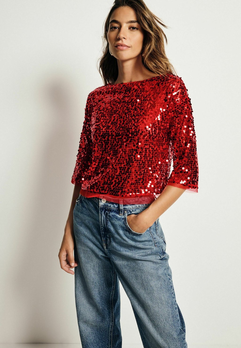 

Блуза REGULAR FIT SEQUIN QUARTER SLEEVE Next, красный