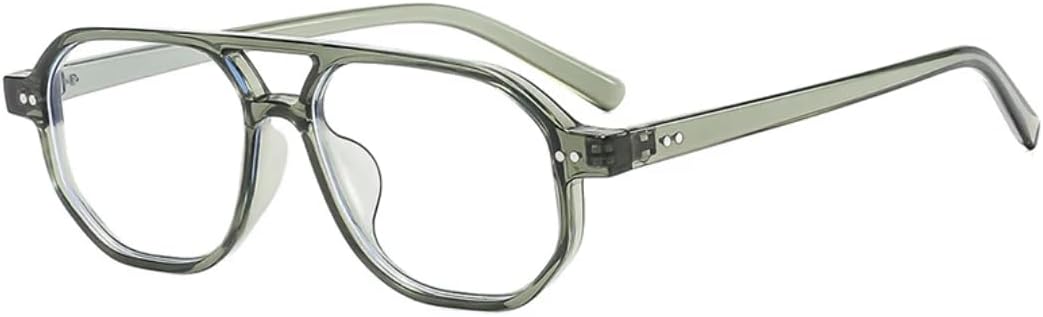 

Винтажные мужские солнцезащитные очки с двойной перемычкой и многоугольными линзами, модные женские очки с прозрачными линзами Ocean Lens и заклепками UV400 UUPTTPL, Green Clear