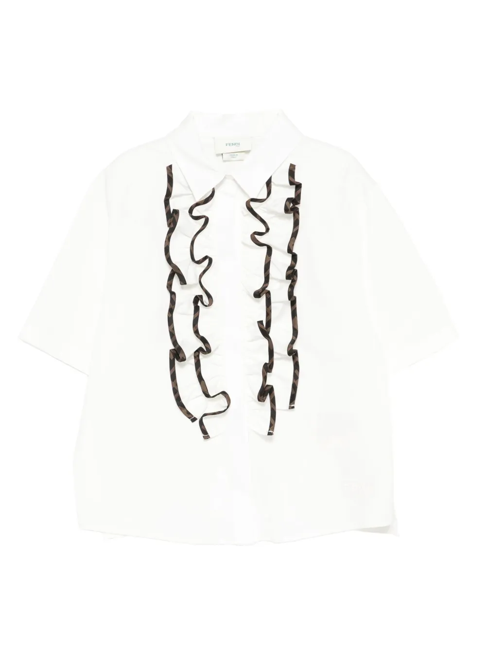 

Хлопковая рубашка с оборками FENDI KIDS, белый