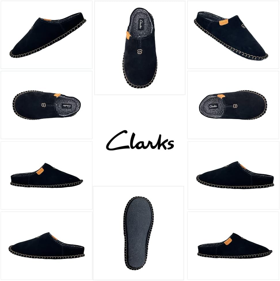 Мужские замшевые тапочки Clarks с открытой пяткой, черный — фото 2