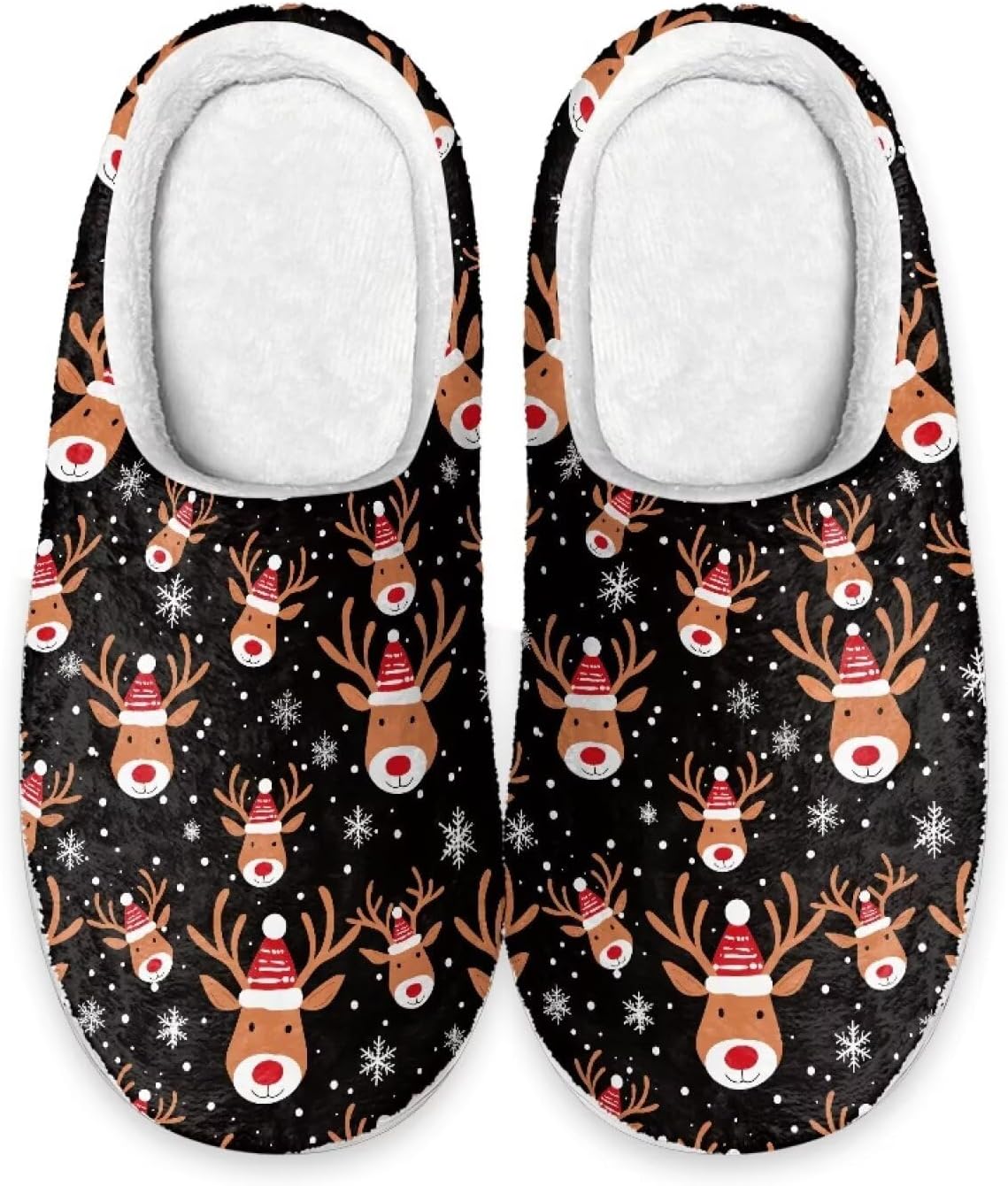 

Мужские и женские нескользящие тапочки, теплые мягкие уютные тапочки из фланели, домашняя обувь для спальни и улицы, размеры 2-12 Zcfygdx, Cartoon Christmas Elk Print