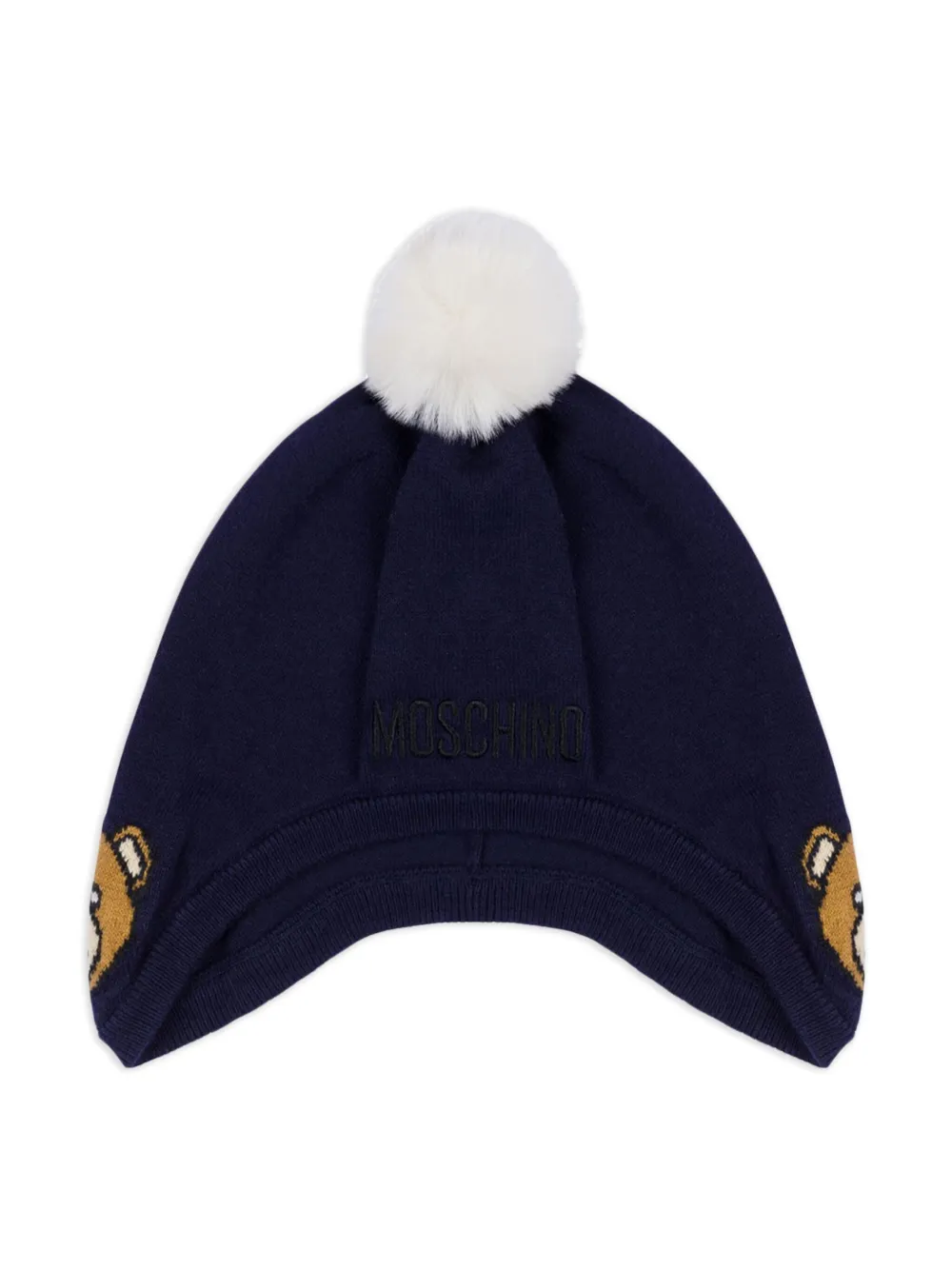 

Шапка бини Teddy Bear с помпоном Moschino Kids, синий