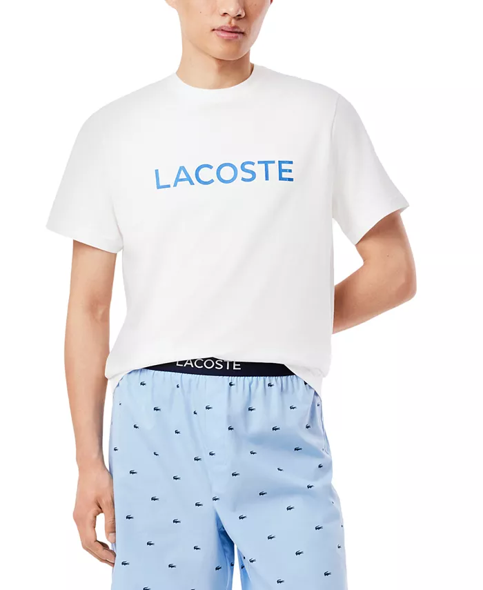 

Мужская пижамная футболка с круглым вырезом и логотипом Lacoste, белый
