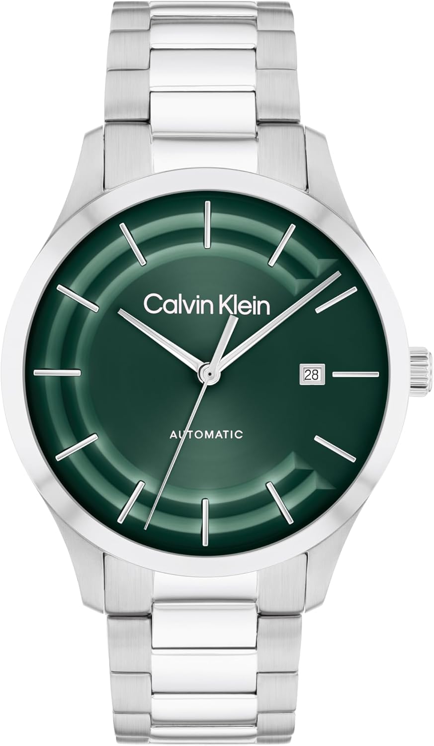 

Мужские часы Calvin Klein CK Iconic - 40 мм, 3 часа, автоматический подзавод - браслет из нержавеющей стали - водонепроницаемость 30 метров - механизм с автоподзаводом - роскошные часы - подарок для него, Silver-Green