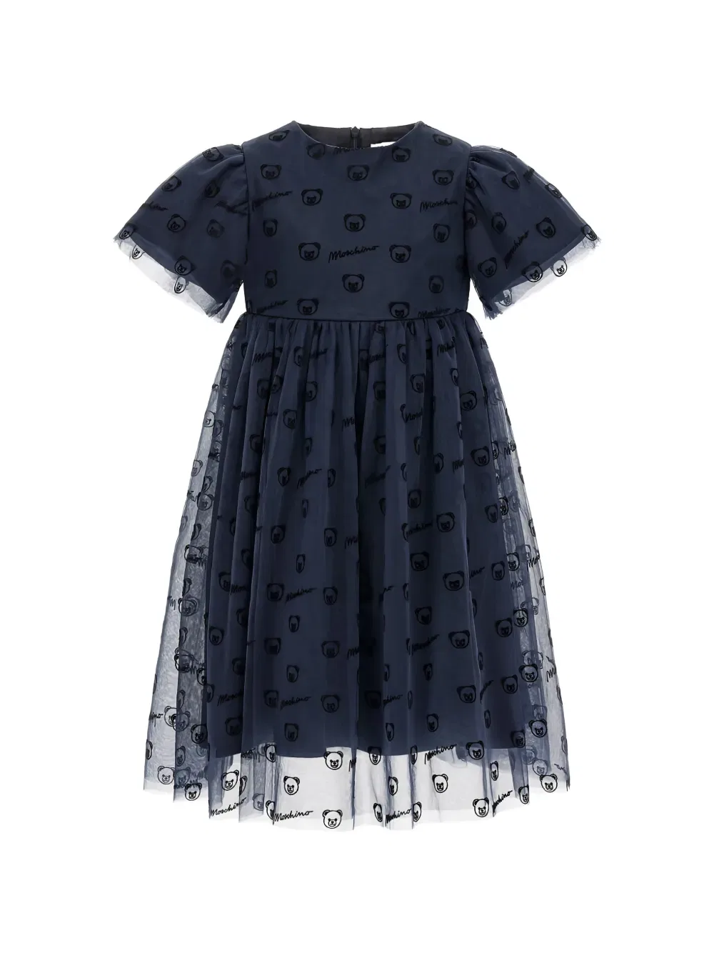 Платье из тюля в виде плюшевого мишки Moschino Kids, синий