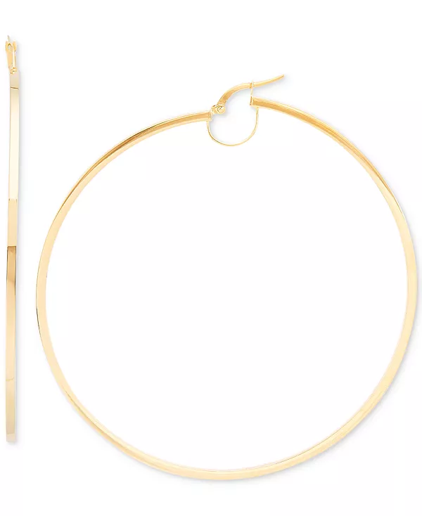 

Узкие очень большие серьги-кольца из 10-каратного золота, 70 мм Italian Gold, gold