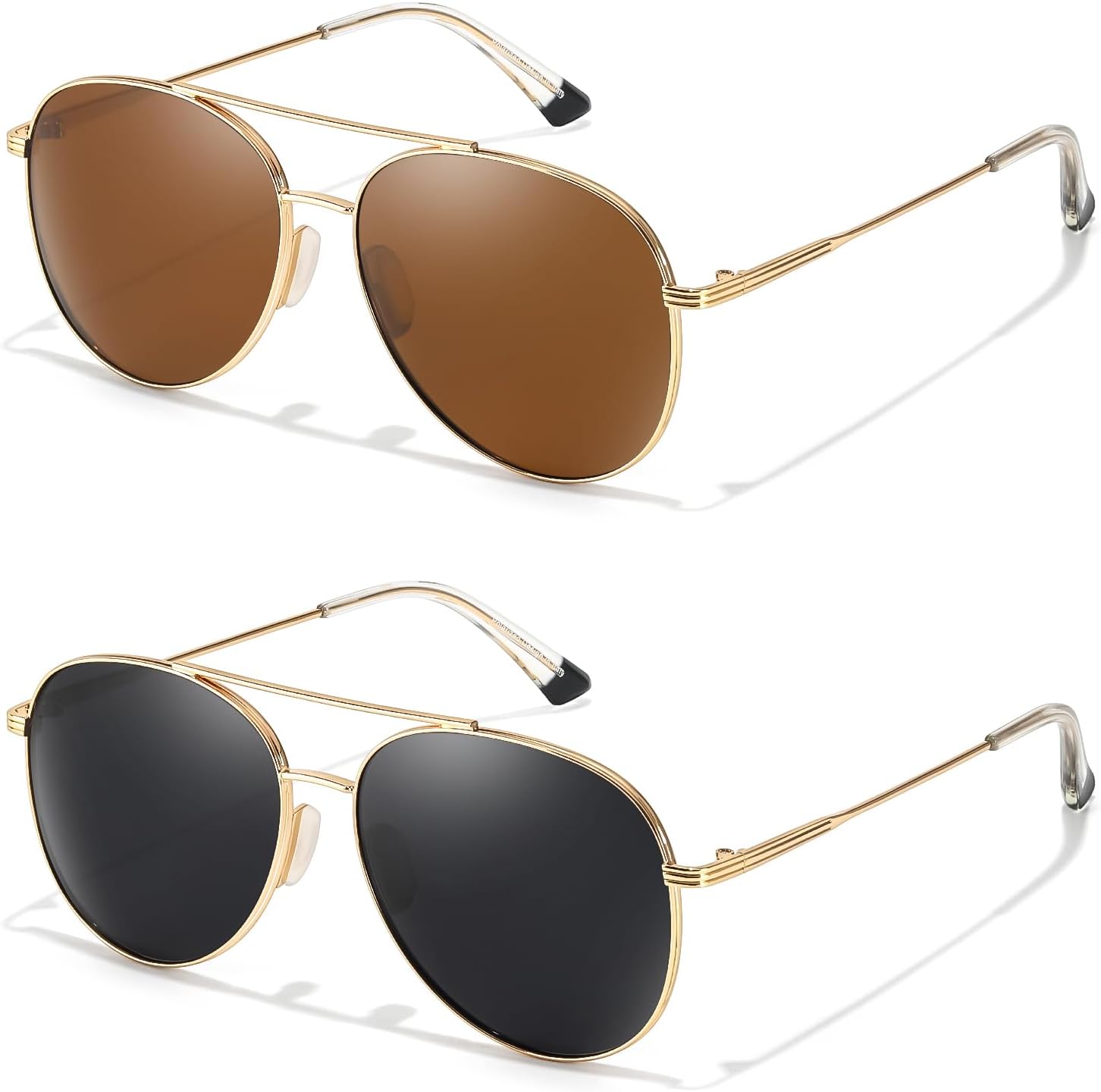 

Солнцезащитные очки-авиаторы TJUTR с защитой от спутывания линз для женщин и мужчин, поляризованные, с защитой от УФ-излучения, модные, с металлической оправой, предотвращающей зацепление за одежду, A5 Gold/Brown + Gold/Grey