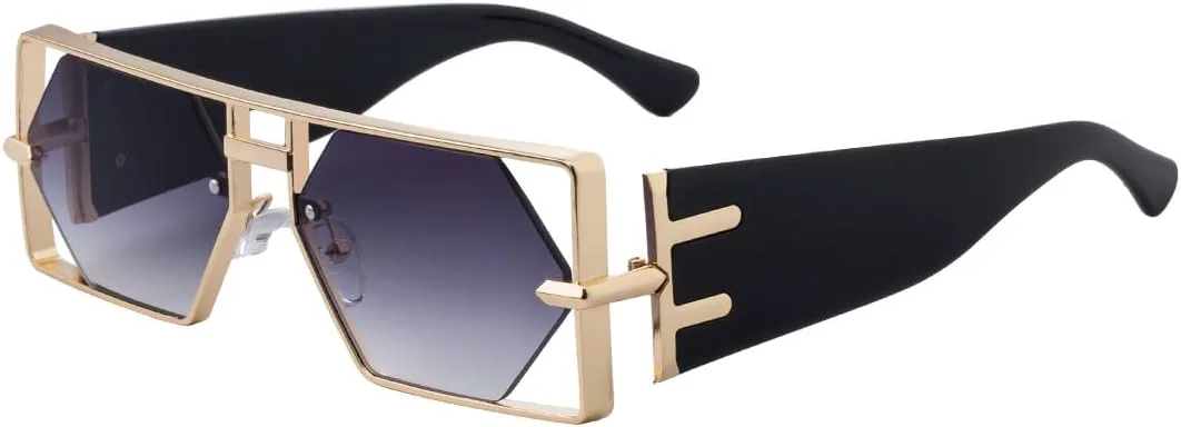 

Мужские квадратные солнцезащитные очки с ажурным дизайном, высококачественной металлической оправой, в стиле ретро европейского и американского дизайна GJKTFNJIF, 2