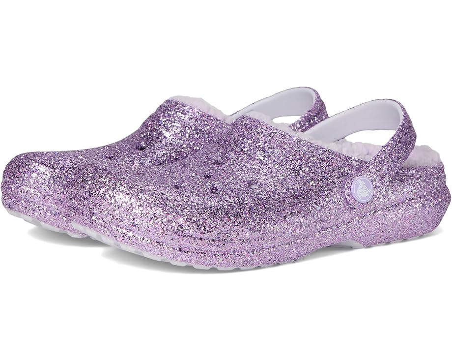 

Детские кроксы Crocs Classic Lined Glitter Clog (для малышей) Crocs Kids, Purple Moon