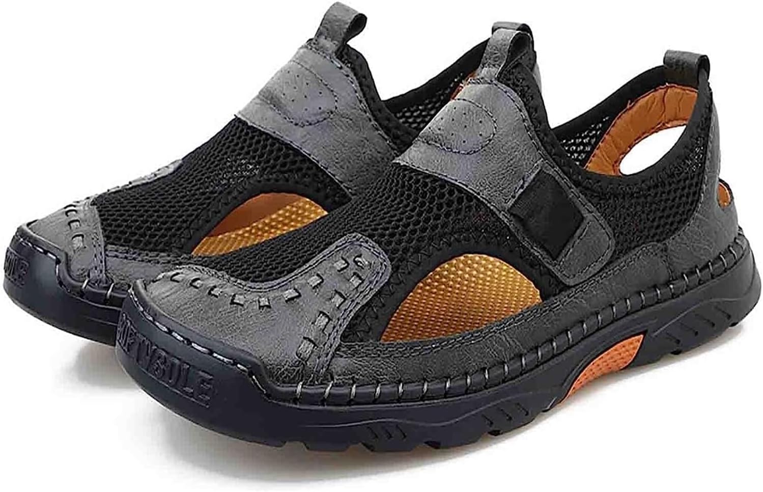 

Мужские спортивные сандалии Летние повседневные спортивные сандалии с закрытым носком Кожаные спортивные сандалии Легкие Нескользящие сандалии для пересеченной местности Сандалии для бродения Generic, Heigrey