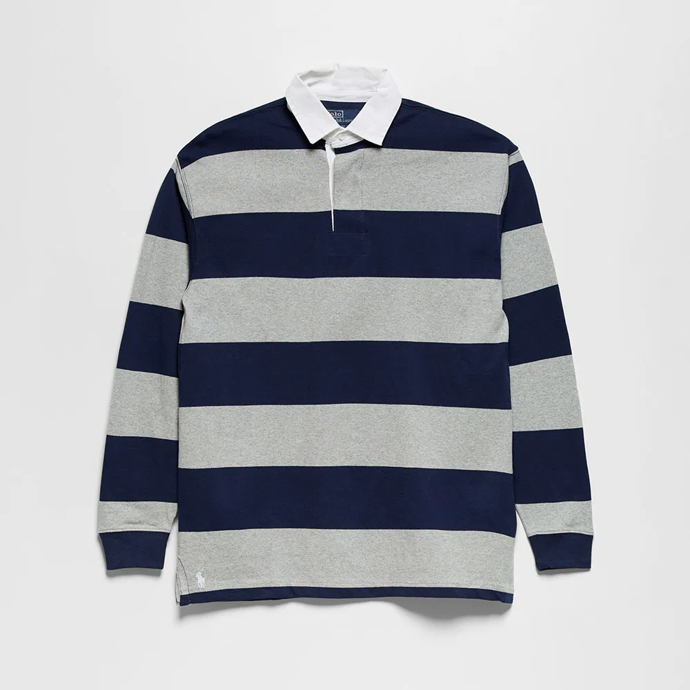 Мужская полосатая футболка-регби Polo Ralph Lauren Big Fit Jersey, синяя