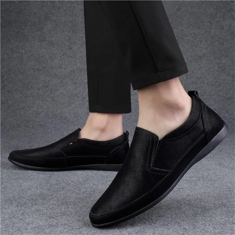 Мужские мокасины Leather Loafers, Black DHFIRUFSHLO — фото 2