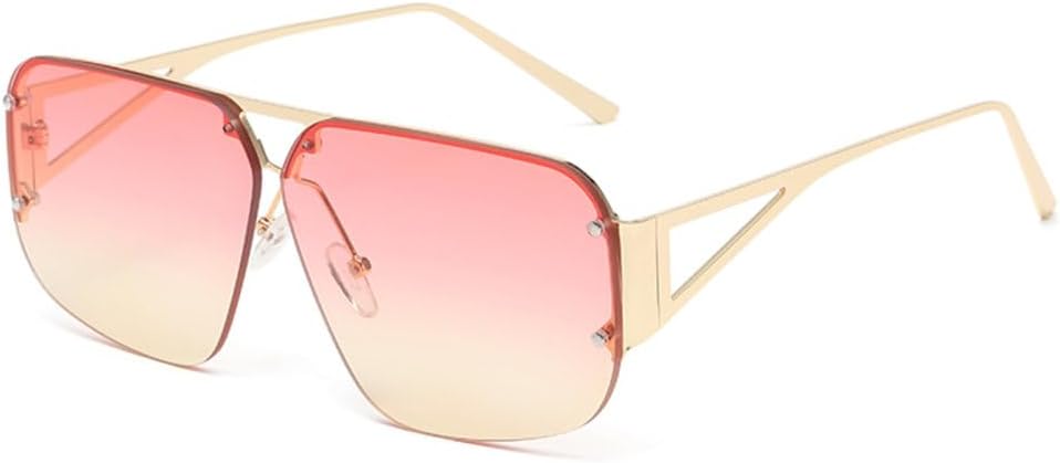 

Большие металлические солнцезащитные очки для женщин, винтажные солнцезащитные очки, модные женские очки, линзы с градиентным покрытием, защита от УФ-излучения UV400 generic, Gold Pink Yellow