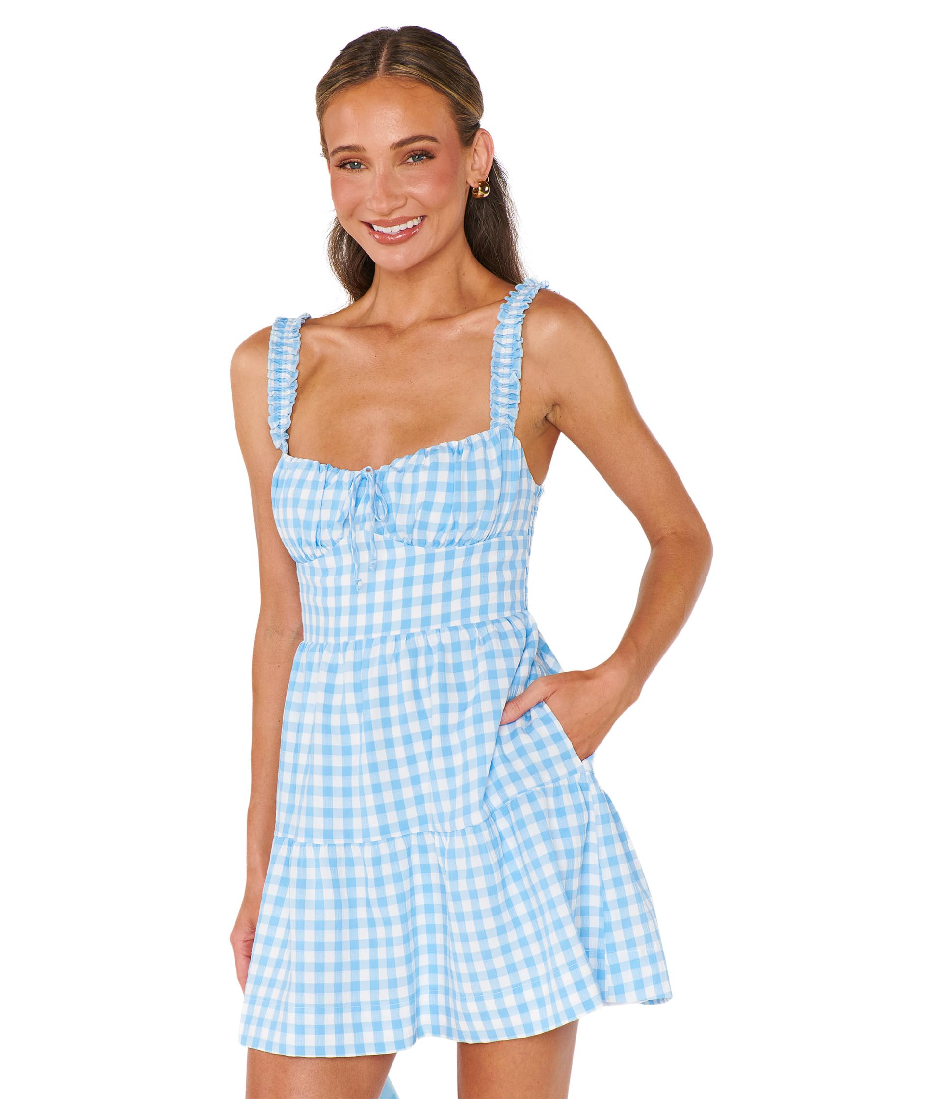 

Платье Show Me Your Mumu Rosie Mini Dress, цвет Blue Cottage Gingham