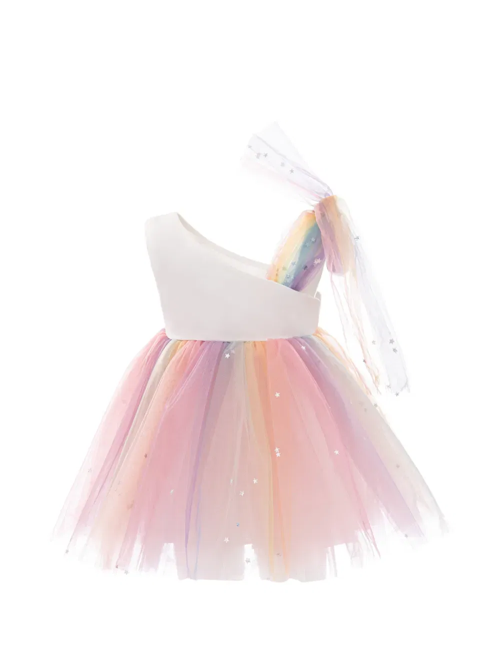Платье на одно плечо, украшенное звездами Mimi Tutu, белый