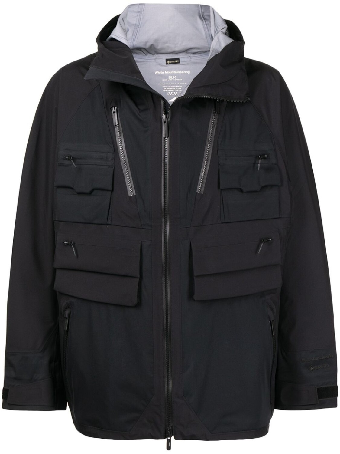 

White Mountaineering куртка на молнии с капюшоном, черный