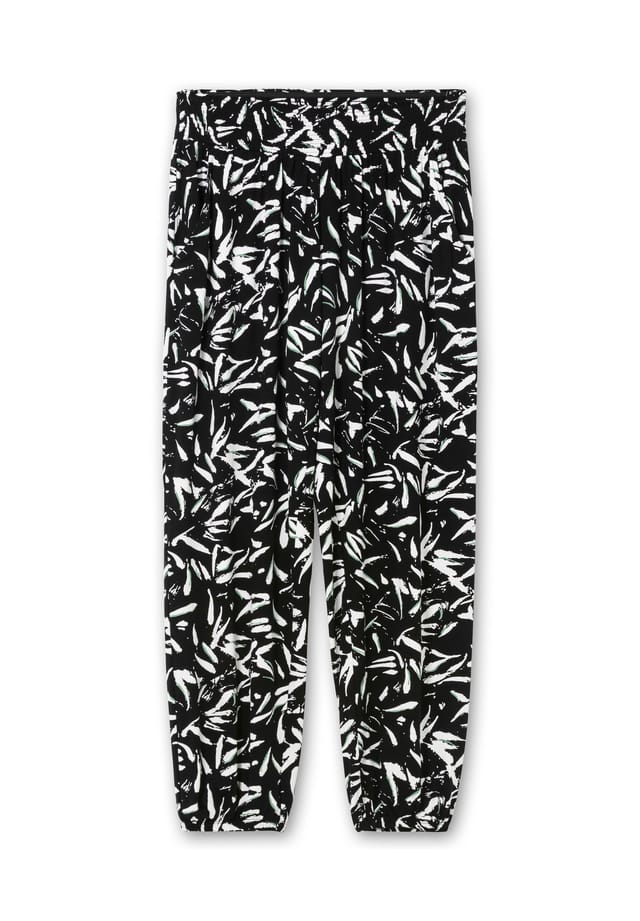 

Трикотажные брюки с присборенным поясом и манжетами Sheego, черный