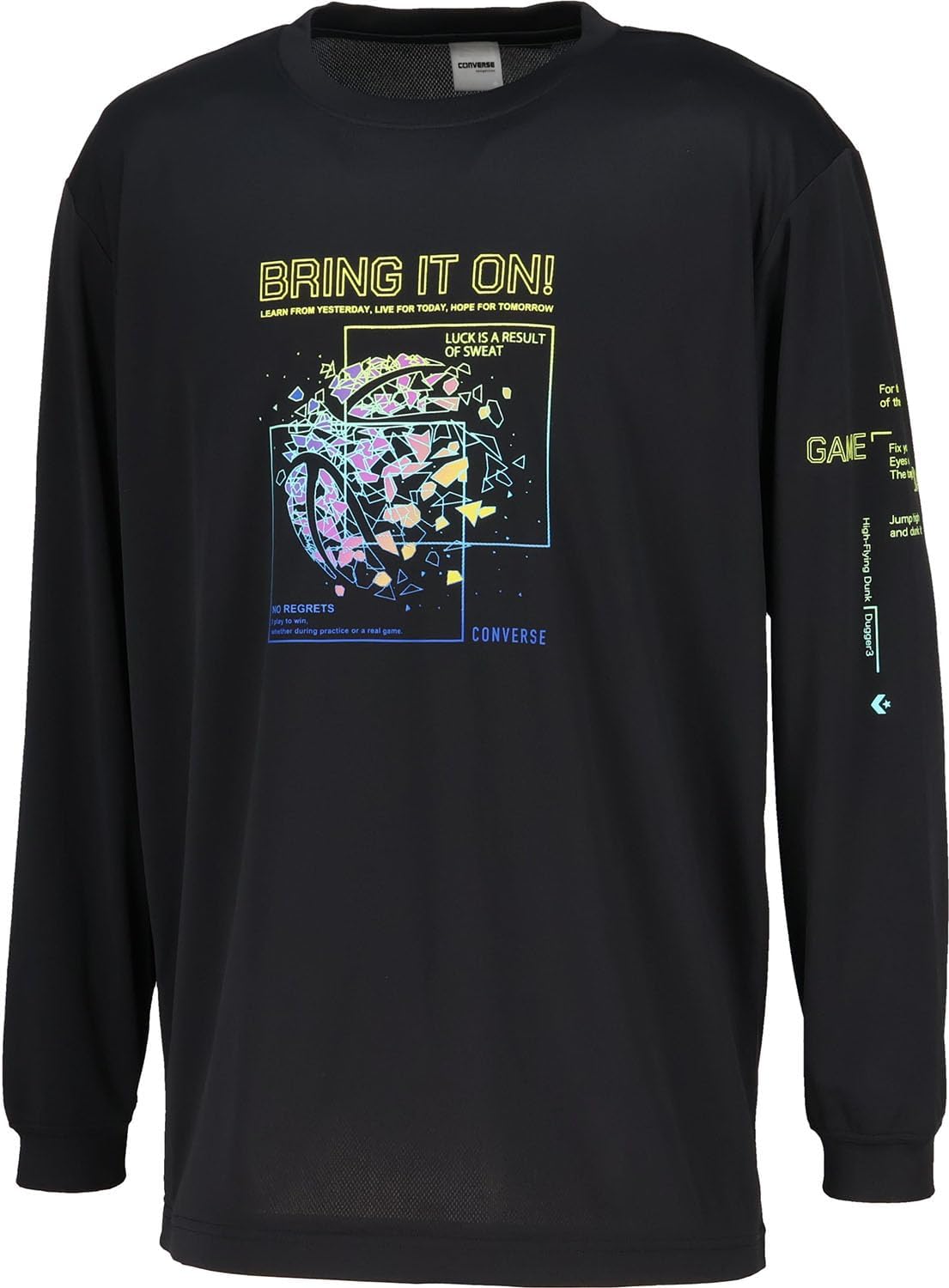 

Баскетбольная футболка с длинным рукавом Converse CB252367L, с принтом, влагоотводящая, быстросохнущая, унисекс, черный/бирюзовый