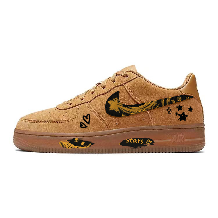 

Детские кроссовки для скейтбординга Air Force 1 Star Moon Orange Star Moon Low Top для подростков Nike, коричневый