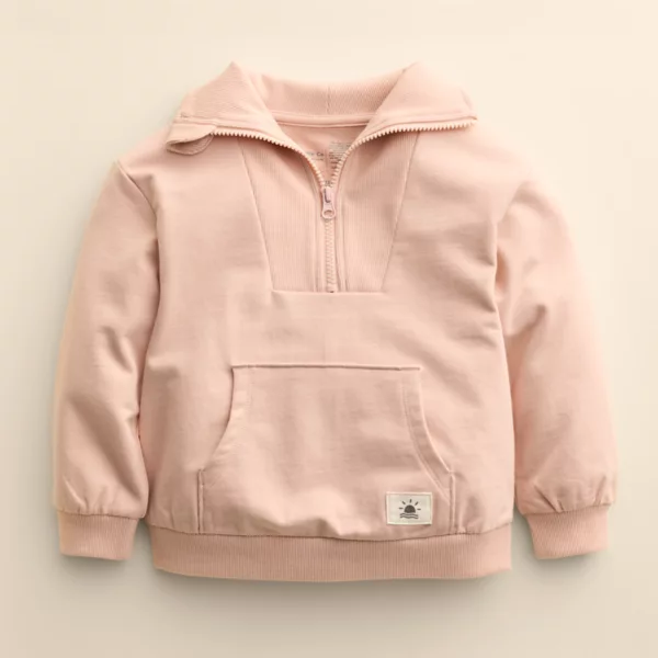 

Детский органический худи на четверть молнии Little Co. By Lauren Conrad, цвет peach layer
