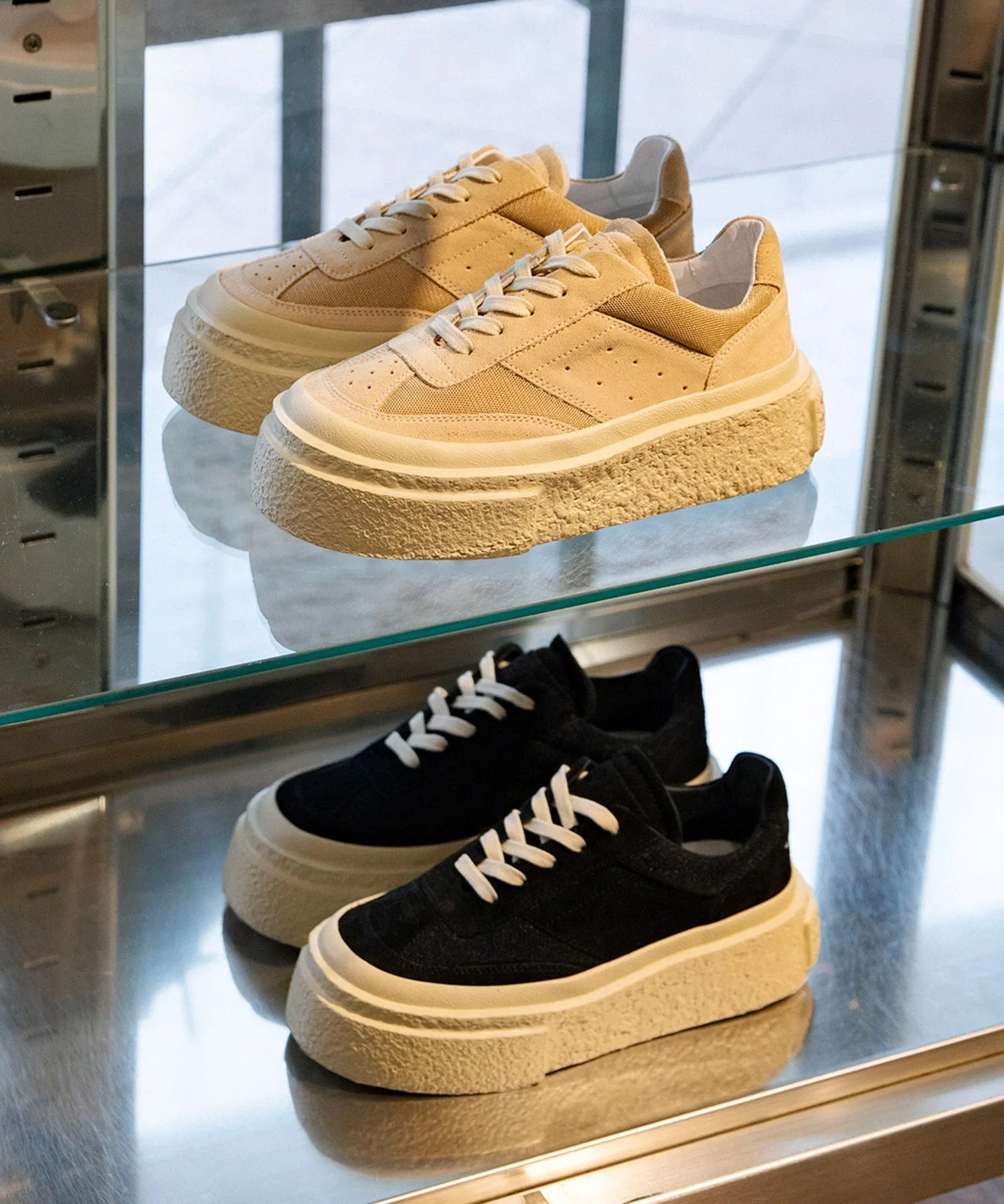 Мужские кроссовки на платформе MM6 Maison Margiela SH1WS0013 бежевые — фото 3