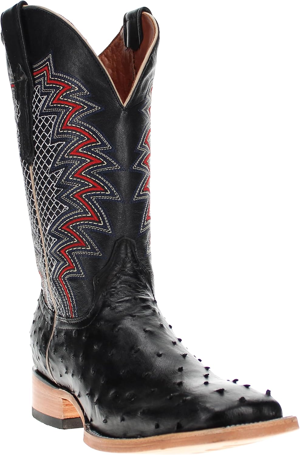 

Мужские ковбойские сапоги Vaccari Bennet из натуральной кожи страуса с широким квадратным носком, черный