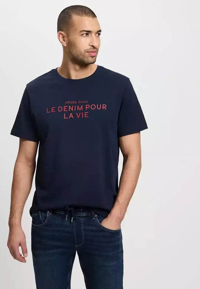 

Футболка с принтом Z NADRUKIEM Cross Jeans, темно-синий
