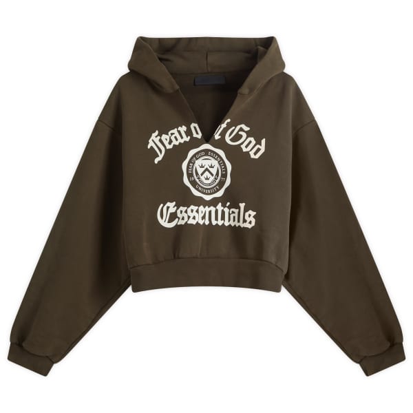 

Толстовка с капюшоном из плотного флиса с V-образным вырезом Fear Of God Essentials, коричневый