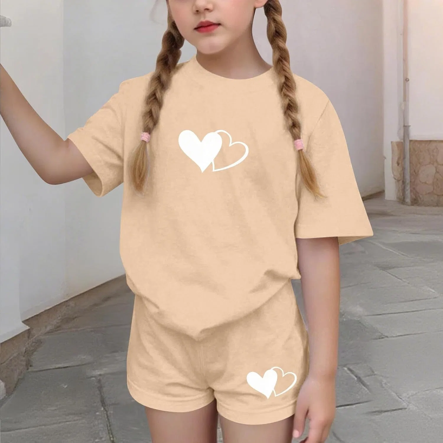 Детский спортивный костюм с принтом Zzalalana, 2 предмета, Beige — фото 4