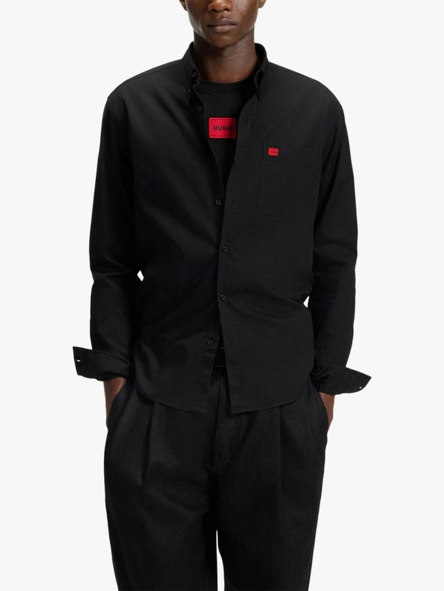 

Хлопковая рубашка HUGO Evito Slim Fit HUGO BOSS, Black