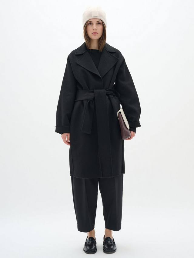 

Полушерстяное пальто с поясом от tilla InWear, черный