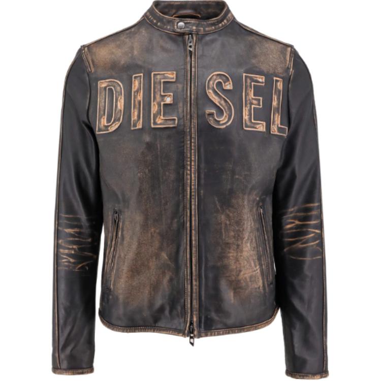 

Кожаная куртка с тисненым логотипом DIESEL, коричневый