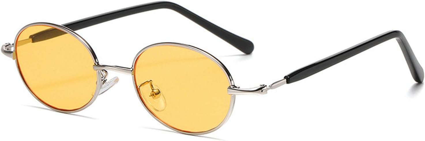 

Модные маленькие металлические овальные солнцезащитные очки для женщин в стиле ретро-панк для мужчин. Трендовые солнцезащитные очки в металлической оправе с защитой от УФ-излучения UV400 mincl, Yellow