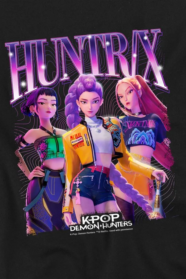 Футболка с бутлег-принтом k-pop demon hunters huntrix Netflix, Black — фото 3
