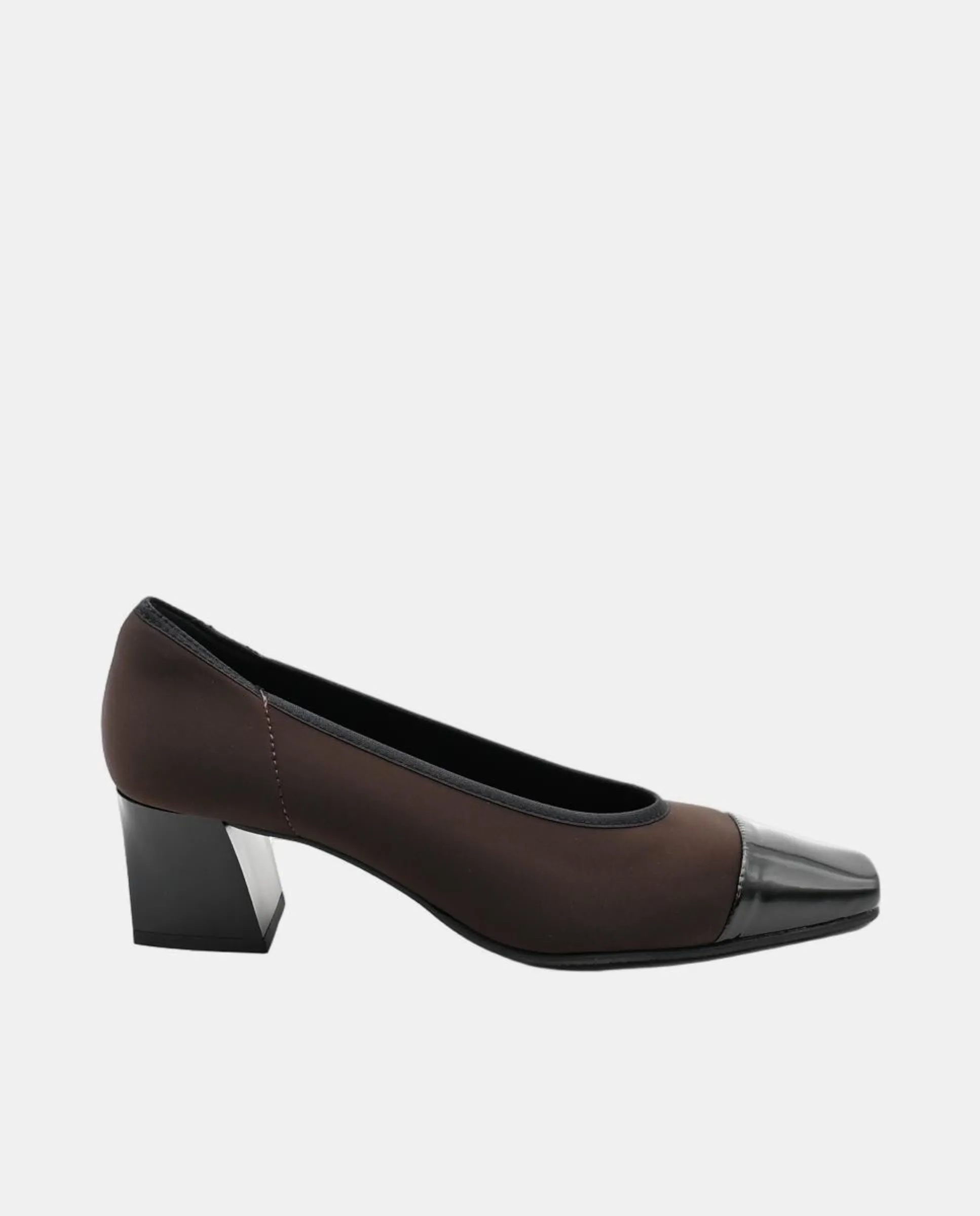 Туфли на каблуке из эластичного материала, салонного типа, CHANEL MISS ELASTIC Miss Elastic, шоколадный коричневый