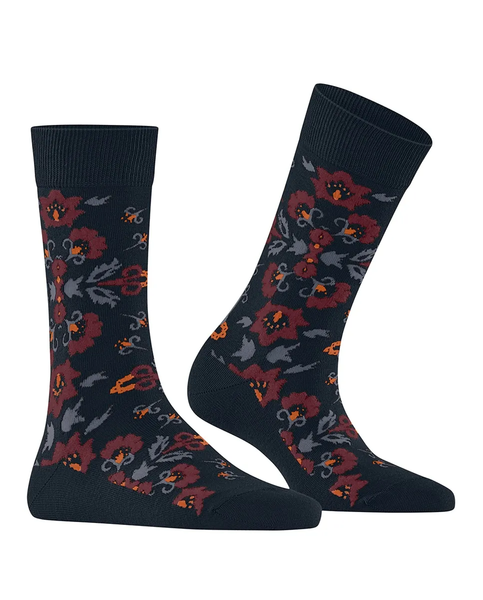 

Женские носки с цветочным рисунком Burlington, темно-синий