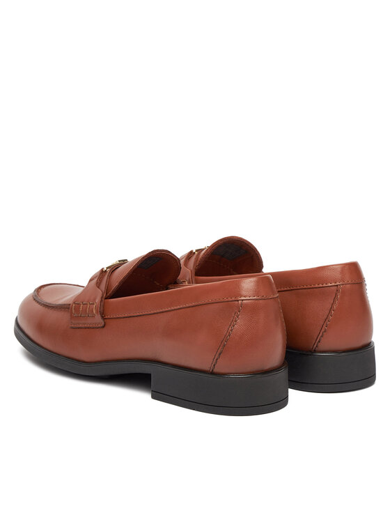 Тапочки Th Logo Leather Loafer FW0FW08705 Tommy Hilfiger, коричневый — фото 3