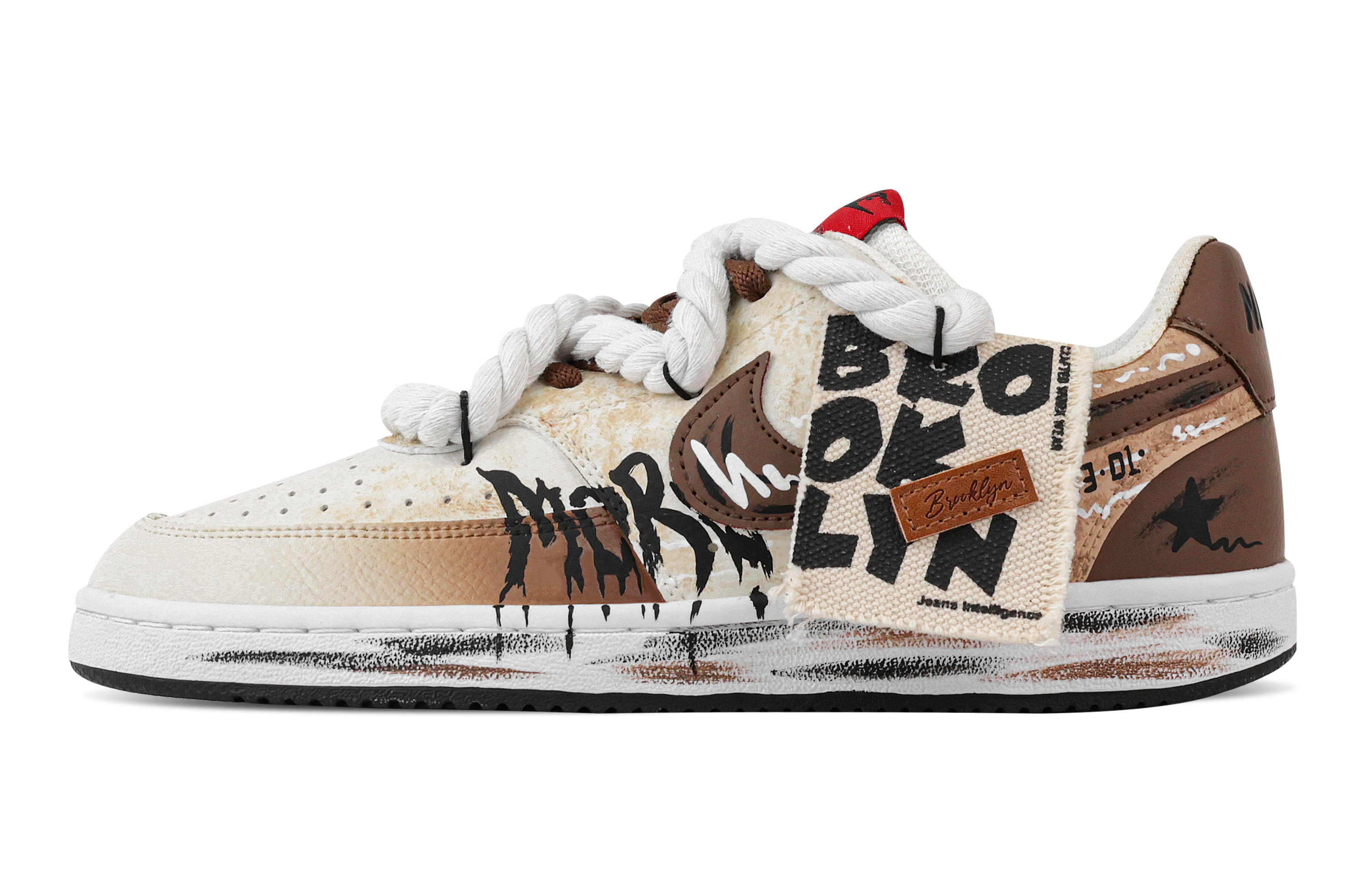 

Nike Кроссовки для скейтборда Court Vision 1 Ruined City, износостойкие, низкие, мужские, коричневые, белые