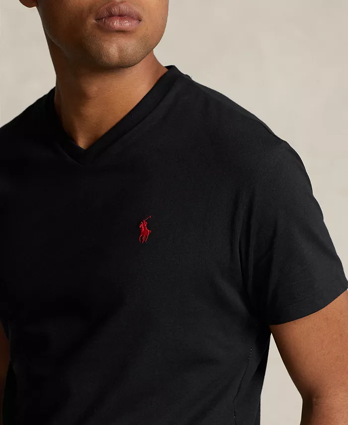 Мужская футболка с V-образным вырезом Classic-Fit Polo Ralph Lauren, черный — фото 4