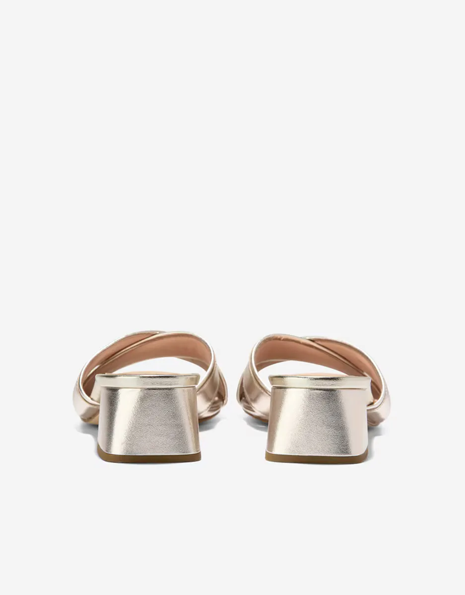Женские босоножки с перекрещенными каблуками из кожи Cole Haan, золотой — фото 4