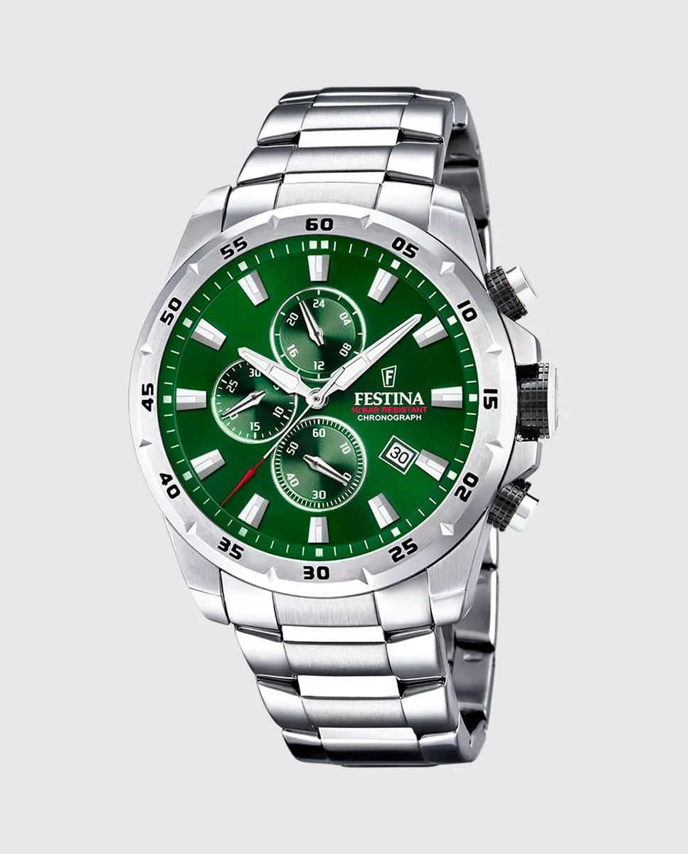 

F20463/3 Chrono Sport мужские часы из серебристой стали Festina, серебрянный
