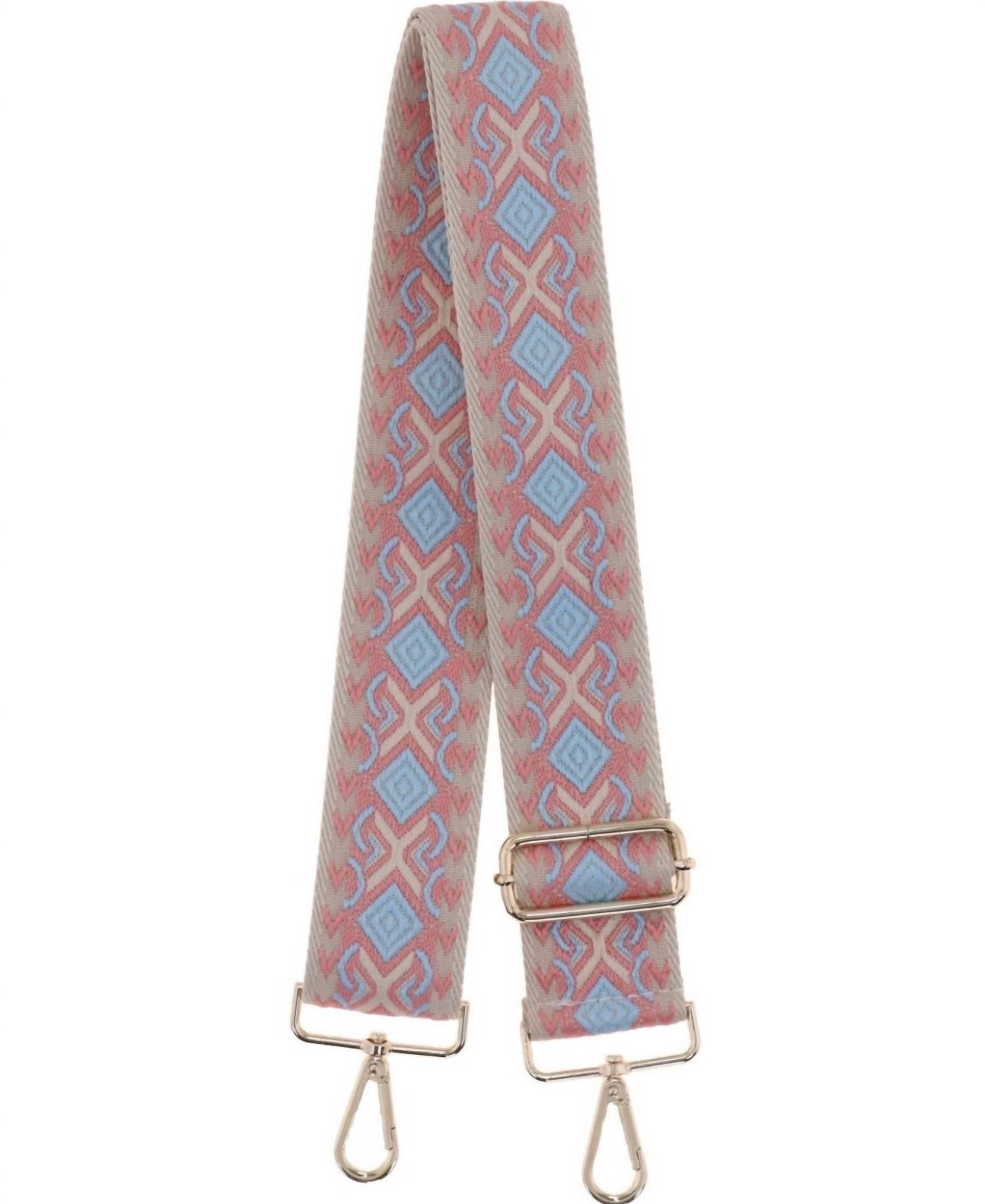 

Made in Italy Женский плетеный ремешок для сумки в виде гитары, розово-голубой геометрический узор