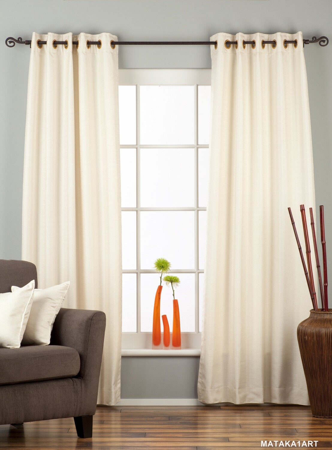 

Штора из необработанного шелка и вискозы Indian Selections 60 х 120 дюймов, кремовый