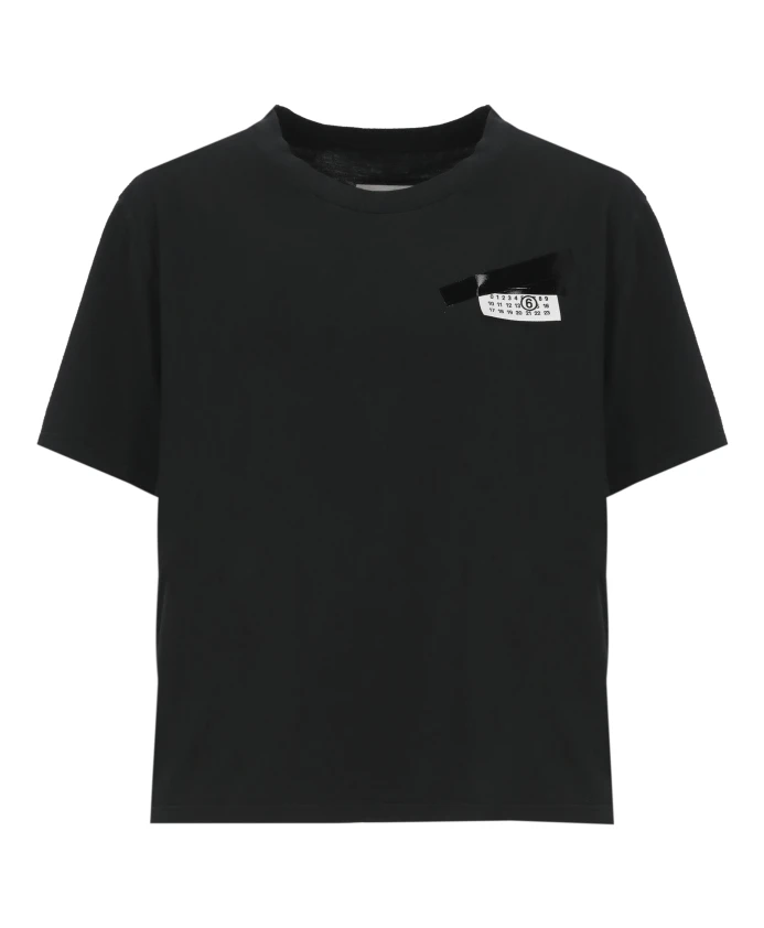 

Хлопковая футболка с приклеенной этикеткой Mm6 Maison Margiela, черный