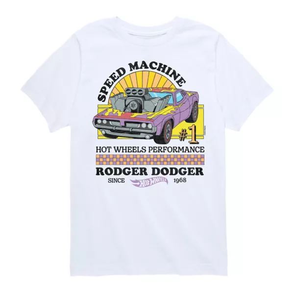 

Футболка для мальчиков 8-20 лет с принтом в стиле 70-х Roger Dodgers Hot Wheels, белый
