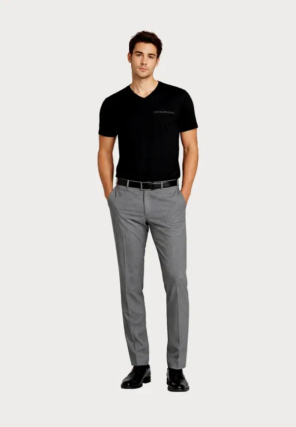 Футболка Emporio Armani Core logoband 2 pack parte alta v neck t shirts basic t-shirt, черный, серый